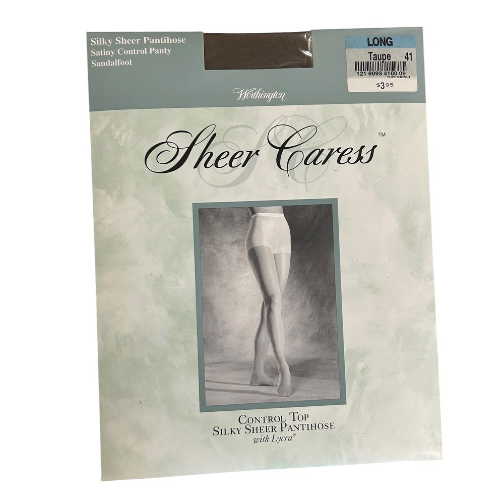 Worthington Sheer Caress Vintage Pantyhose Silky Sheer Control Top Sandalfoot